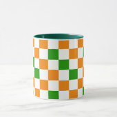 Orange White Green Checkered Pattern Design  マグカップ (中央)