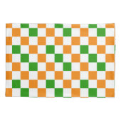 Orange White Green Checkered Pattern Design  枕カバー (裏面)