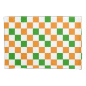 Orange White Green Checkered Pattern Design  枕カバー (正面)