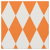 Orange White Harlequin Diamonds Checkers Design  ファブリック (クローズアップ)