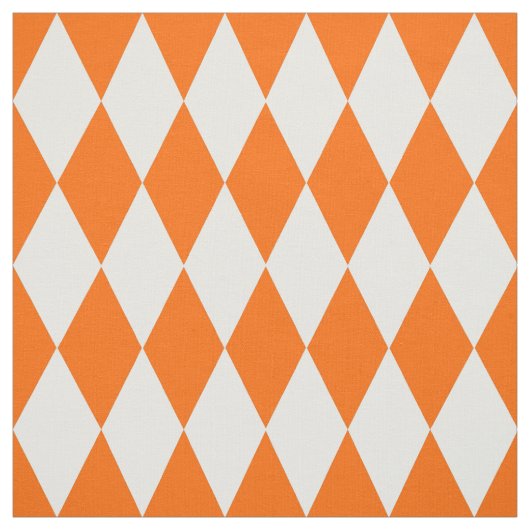 Orange White Harlequin Diamonds Checkers Design  ファブリック (見本)