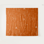 Orange White Mathematic Formulas Equations タペストリー (正面(横))