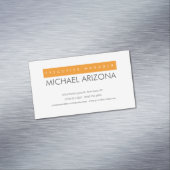 Orange & White Minimalist Simple Plain  マグネット名刺 (インサイチュ)