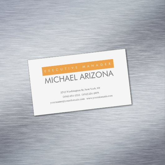 Orange & White Minimalist Simple Plain  マグネット名刺 (インサイチュ)