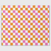 Orange White Pink Checkered Pattern Design  ラッピングペーパー (フラット)