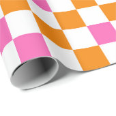 Orange White Pink Checkered Pattern Design  ラッピングペーパー (ロールコーナー)