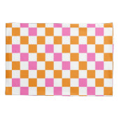 Orange White Pink Checkered Pattern Design  枕カバー (裏面)