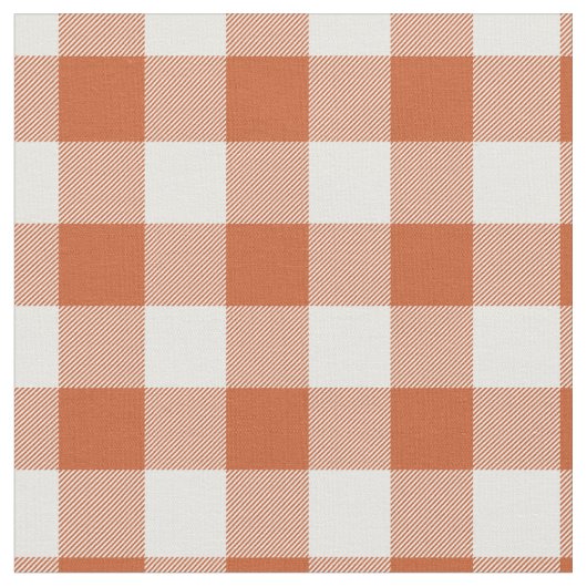 Orange & White Plaid Gingham ファブリック (クローズアップ)