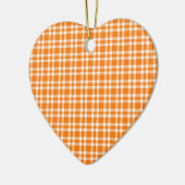 Orange White Plaid Pattern セラミックオーナメント (左)
