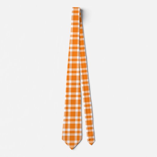 Orange White Plaid Pattern ネクタイ (正面)