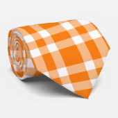 Orange White Plaid Pattern ネクタイ (ロール)