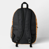 Orange White Plaid Pattern プリントバックパック (裏面)