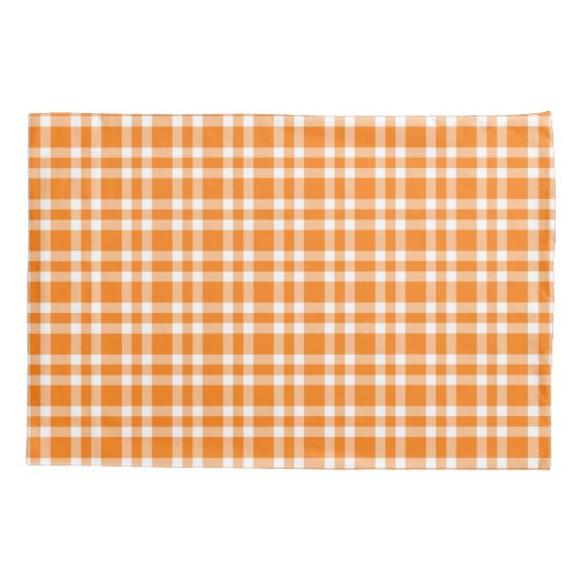 Orange White Plaid Pattern 枕カバー (裏面-左)