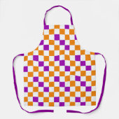 Orange White Purple Checkered Pattern Design  エプロン (正面)