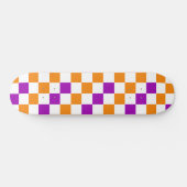 Orange White Purple Checkered Pattern Design  スケートボード (横)