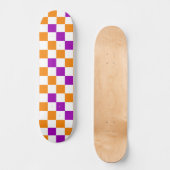 Orange White Purple Checkered Pattern Design  スケートボード (正面)