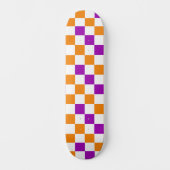 Orange White Purple Checkered Pattern Design  スケートボード (正面)