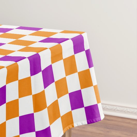 Orange White Purple Checkered Pattern Design  テーブルクロス (インサイチュ)