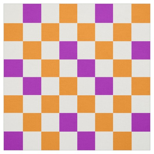 Orange White Purple Checkered Pattern Design  ファブリック (見本)