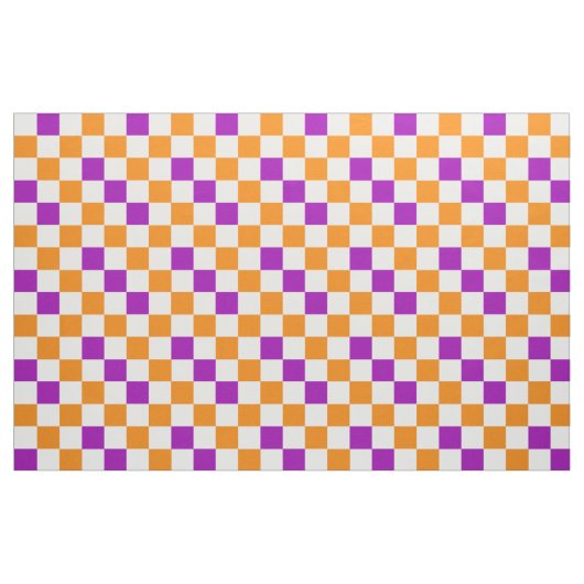 Orange White Purple Checkered Pattern Design  ファブリック (ファットクウォーター)