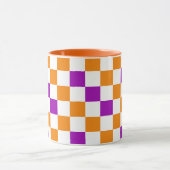 Orange White Purple Checkered Pattern Design  マグカップ (中央)
