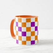 Orange White Purple Checkered Pattern Design  マグカップ (正面左)
