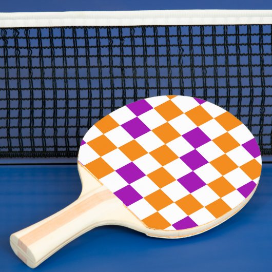 Orange White Purple Checkered Pattern Design  卓球ラケット (インサイチュ)
