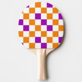Orange White Purple Checkered Pattern Design  卓球ラケット (正面)