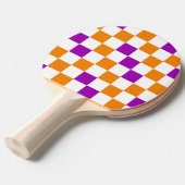 Orange White Purple Checkered Pattern Design  卓球ラケット (正面アングル)