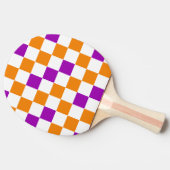 Orange White Purple Checkered Pattern Design  卓球ラケット (横)