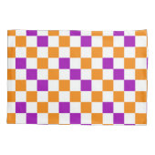 Orange White Purple Checkered Pattern Design  枕カバー (裏面)