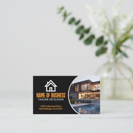 Orange White Renovation Contractor Builder 名刺 (スタンド正面)