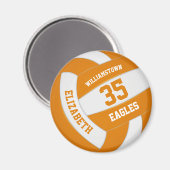 orange white school colors team name volleyball マグネット (正面/裏面)
