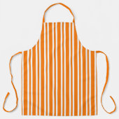 Orange White Stripes Pattern エプロン (正面)