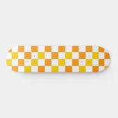 Orange White Yellow Checkered Pattern Design  スケートボード (横)