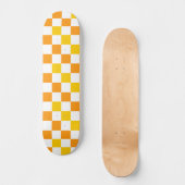 Orange White Yellow Checkered Pattern Design  スケートボード (正面)