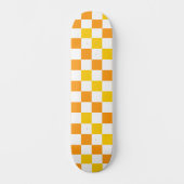Orange White Yellow Checkered Pattern Design  スケートボード (正面)