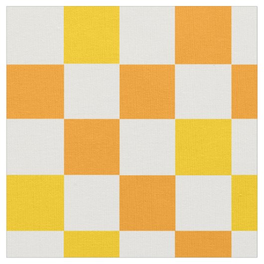 Orange White Yellow Checkered Pattern Design  ファブリック (クローズアップ)