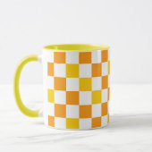 Orange White Yellow Checkered Pattern Design  マグカップ (左)