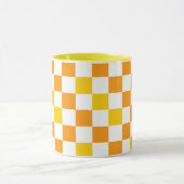 Orange White Yellow Checkered Pattern Design  マグカップ (中央)
