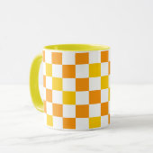 Orange White Yellow Checkered Pattern Design  マグカップ (正面左)