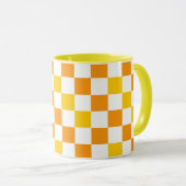 Orange White Yellow Checkered Pattern Design  マグカップ (正面右)