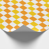 Orange White Yellow Checkered Pattern Design  ラッピングペーパー (角)