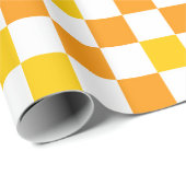 Orange White Yellow Checkered Pattern Design  ラッピングペーパー (ロールコーナー)