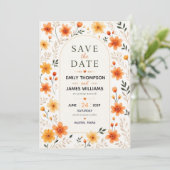 Orange Wildflower Rustic Floral Elegant Botanical セーブザデート (スタンド正面)