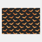 Orange Witch, Skull and Bat Halloween Patterns ラッピングペーパーシート (正面3)