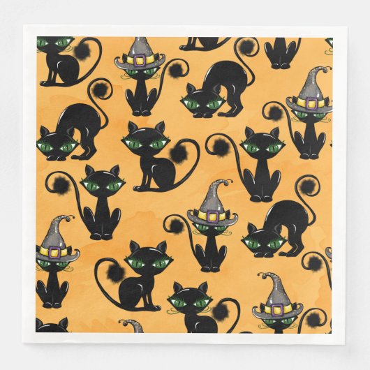 ORANGE WITH CUTE HALLOWEEN CATS WITH GREEN EYES (正面)