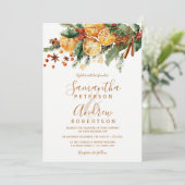 Orange Wreath Citrus Christmas winter wedding 招待状 (スタンド正面)