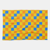 Orange Yellow Blue Checkered Pattern Design  キッチンタオル (横)
