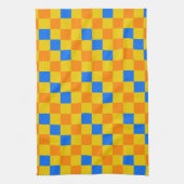 Orange Yellow Blue Checkered Pattern Design  キッチンタオル (縦)